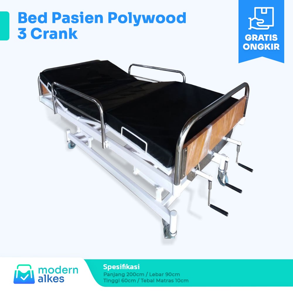 bed pasien polywood 3 crank/engkol